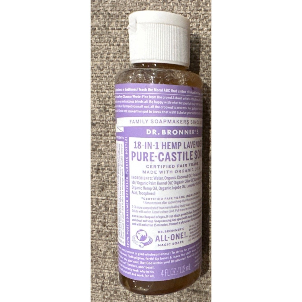 New Dr Bronner's Pure Castile Liquid Magic Soap 4oz Organic Clean Cleanser Wash